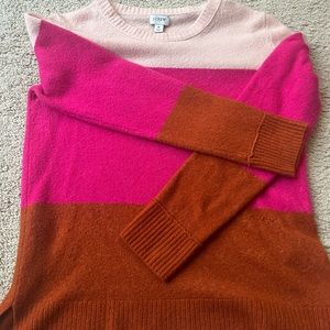 J Crew Knit Sweater Color Block Pink and Burnt Orange